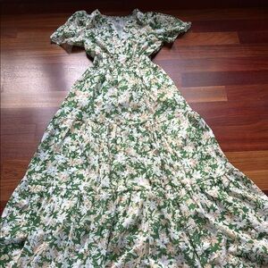 Floral Green and White Maxi Dress